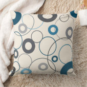 ブルースとグレーの円 クッション (ブランケット)