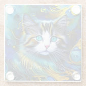 ブルースとゴールズの美しい神秘的な猫 ガラスコースター (裏面)