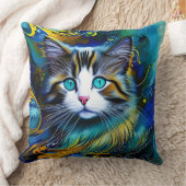 ブルースとゴールズの美しい神秘的な猫 クッション (ブランケット)