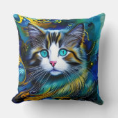 ブルースとゴールズの美しい神秘的な猫 クッション (正面)