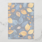 ブルースとパステルカラーの不思議な葉 箔招待状 (裏面)