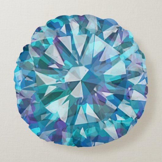 ブルースとプリンが咲くゴージャスな宝石 ラウンドクッション (正面)
