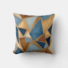 ブルースとメタルの幾何学的抽象芸術 クッション