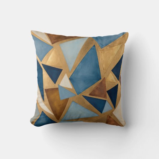 ブルースとメタルの幾何学的抽象芸術 クッション (正面)