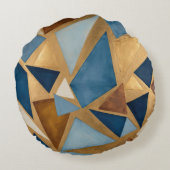 ブルースとメタルの幾何学的抽象芸術 ラウンドクッション (裏面)
