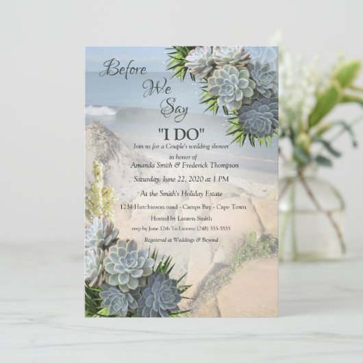 ブルースと緑の淡い色のチューブ状葉の多肉眼 招待状 (スタンド正面)