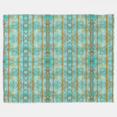 ブルースと金ゴールドパターン フリースブランケット (正面(横))