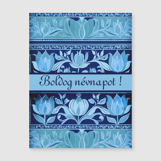 ブルースのチューリップチェスト – 名前の日磁気カード (正面)