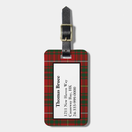 ブルースの一族のタータンチェック格子縞の荷物のラベル ラゲッジタグ (正面縦)