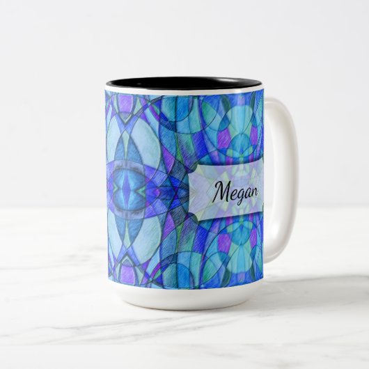 ブルースの万華鏡パーソナライズされた抽象芸術 ツートーンマグカップ (正面右)