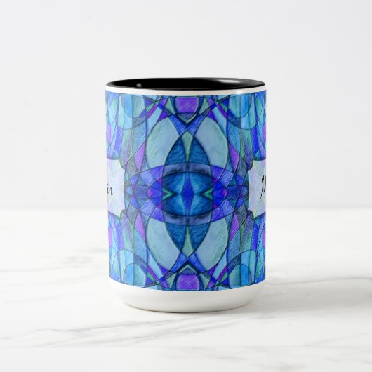 ブルースの万華鏡パーソナライズされた抽象芸術 ツートーンマグカップ (中央)