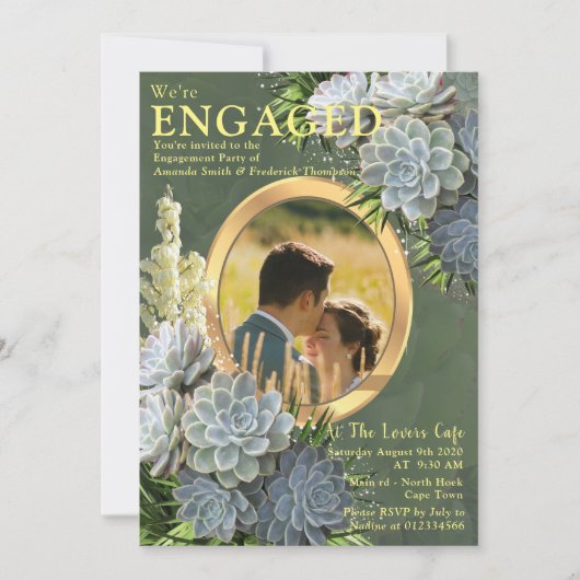 ブルースの多肉的な淡い色の色合い 招待状 (正面)