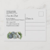 ブルースの多肉的淡い色のな色合いが日付を保存 案内ポストカード (裏面)