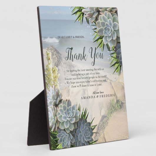 ブルースの多肉的淡い色のな色合いと緑ありがとう フォトプラーク (側面)