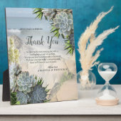 ブルースの多肉的淡い色のな色合いと緑ありがとう フォトプラーク (側面)