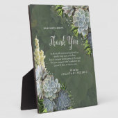 ブルースの多肉的淡い色のな色合いと緑ありがとう フォトプラーク (側面)