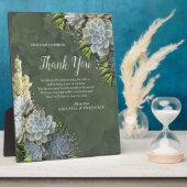 ブルースの多肉的淡い色のな色合いと緑ありがとう フォトプラーク (側面)