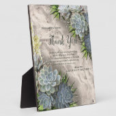 ブルースの多肉的淡い色のな色合いと緑ありがとう フォトプラーク (側面)