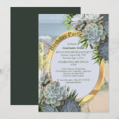 ブルースの多肉的淡い色のな誕生日 招待状 (正面/裏面)