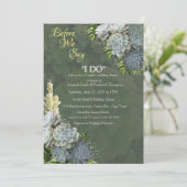 ブルースの多肉質淡い色のの色相と緑の管葉状管 招待状 (スタンド正面)