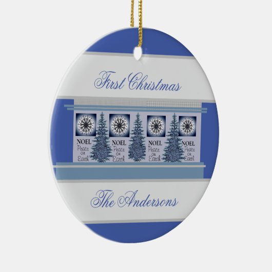 ブルースの家族の初めてのクリスマス パーソナライズされた セラミックオーナメント (右)