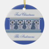 ブルースの家族の初めてのクリスマス パーソナライズされた セラミックオーナメント (正面)