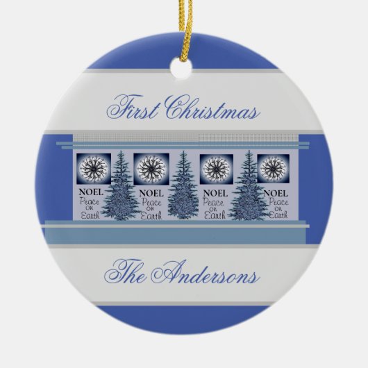 ブルースの家族の初めてのクリスマス パーソナライズされた セラミックオーナメント (正面)