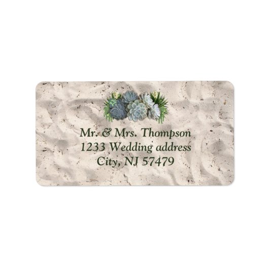 ブルースの淡い色の多肉眼の結婚式 ラベル (正面)