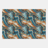 ブルースを使った流動的な地質学的鮮やか構造 ラッピングペーパーシート (正面3)