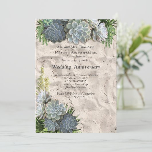 ブルースアニバーサリー淡い色のの多肉眼 招待状 (スタンド正面)