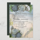 ブルースアニバーサリー淡い色のの多肉眼 招待状 (正面/裏面)