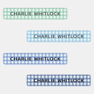 ブルースアンドグリーンGingham Plaid小学校 ラベル