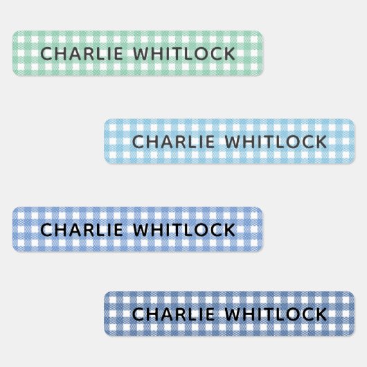 ブルースアンドグリーンGingham Plaid小学校 ラベル (グループ)
