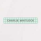 ブルースアンドグリーンGingham Plaid小学校 ラベル (デザイン1)