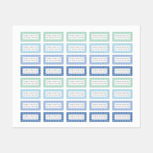 ブルースアンドグリーンGingham Plaid小学校 ラベル