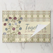 ブルースアンドピンクウィズブルゴーニュ紙ランチョンマット