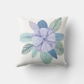 ブルースアンドプルウォーターカラーフローラブーケパターン クッション (裏面)