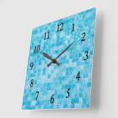 ブルースイミングプールの壁時計 スクエア壁時計 (傾斜)