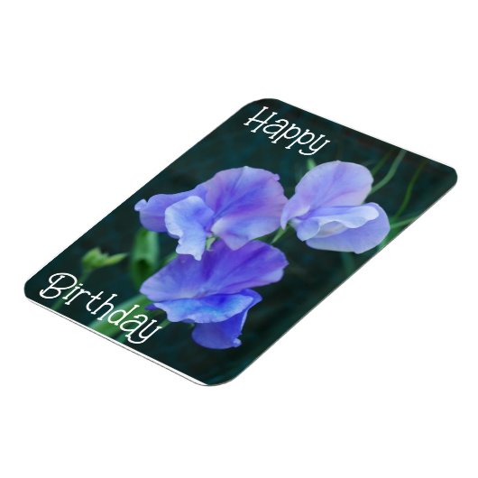 ブルースイートピーフラワーズ誕生日マグネット マグネット (左側)