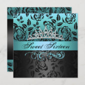 ブルースイート16プリンセスティアラ誕生日招待状 招待状 (正面/裏面)