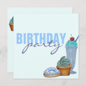 ブルースウィートトリート誕生日招待状 招待状 (正面/裏面)