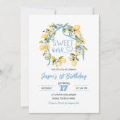 ブルースウィートワンボーイファースト誕生日招待状 招待状 (正面)