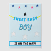 ブルースウィート男の赤ちゃんベビーシャワースターズ ベラム紙招待状 (正面)