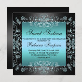 ブルースウィート16スノーダスト誕生日招待状 招待状 (正面/裏面)