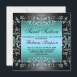 ブルースウィート16スノーダスト誕生日招待状 招待状<br><div class="desc">ブルーエレガントスウィート16スノーダスト誕生日招待状</div>