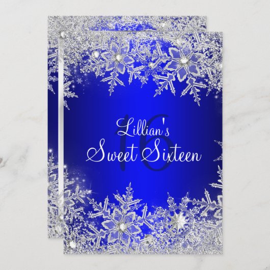 ブルースウィート16スノーフレーク冬ワンダーランド 招待状 (正面/裏面)