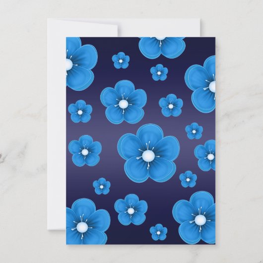 ブルースウィート16フラワー&ティアラ誕生日招待状 招待状 (裏面)