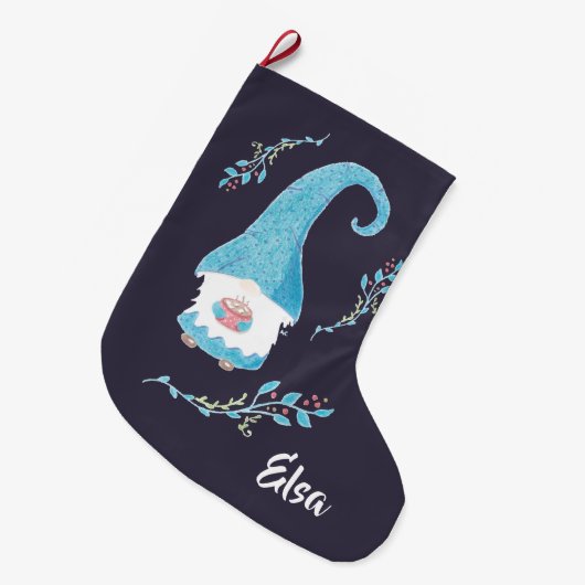 ブルースウェーデン格言保持熱ココアストッキング ラージクリスマスストッキング (正面 (吊り時))