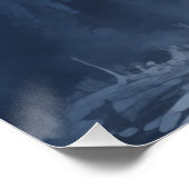 ブルースウォーターカラーの険しい山と松 ポスター (コーナー)