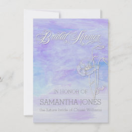 ブルースウォーターカラーブライダルシャワー 招待状